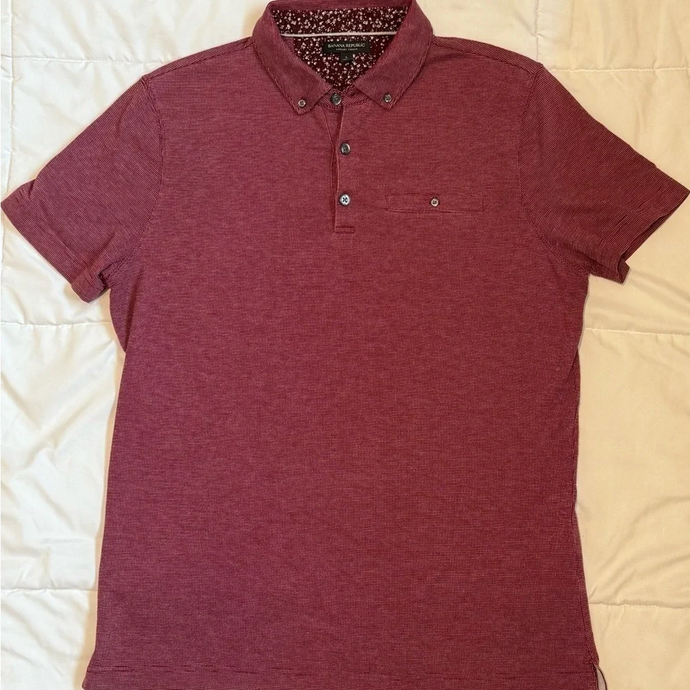 Banana Republic Luxury Touch Polo Shirt L Burgundy Maroon Soft Pima Cotton